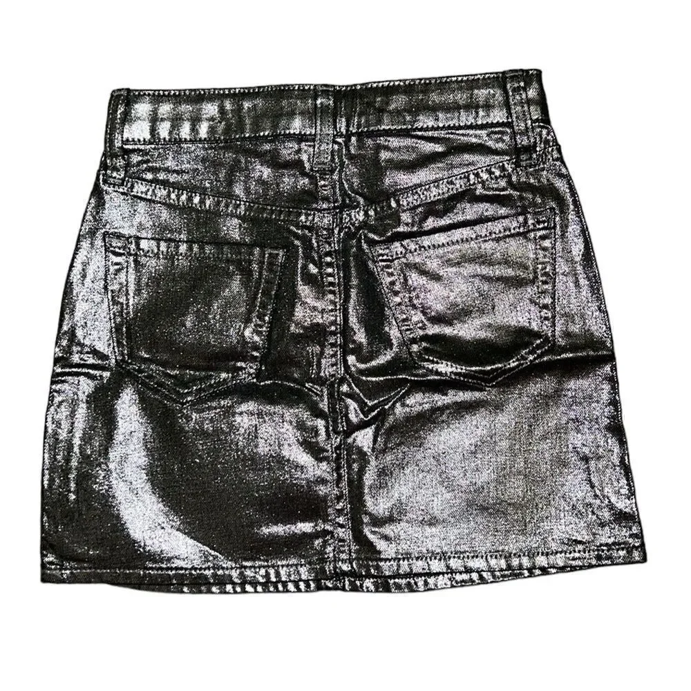 Gap Girls Kids Metallic Denim Mini Soft Cotton Skirt(Size 10slim)